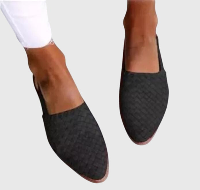 Women's Woven Leather Pointed Toe Slip-On Mules
