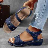 Women's Wedge Sandals with Open Toe and Velcro Strap