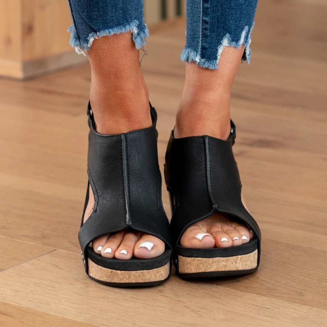 Women's Wedges with Open Toe and Slingback Strap