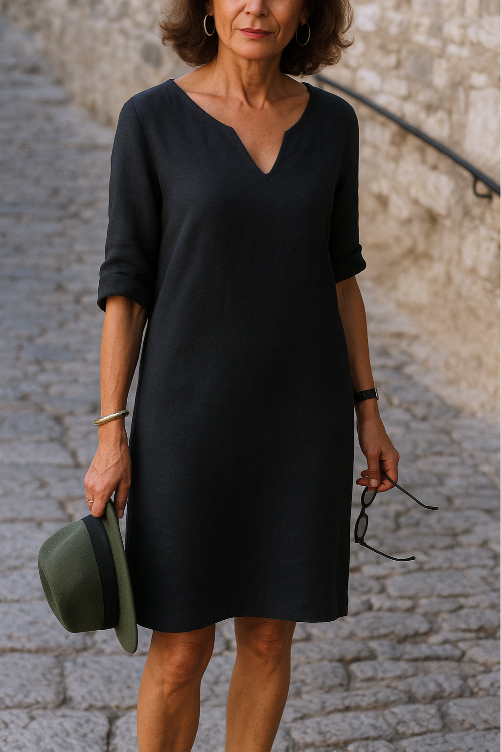 Women's Mini Occasion Dress with V Neckline and Short Sleeves