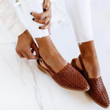 Women's Woven Loafers with Pointed Toe and Slingback Strap