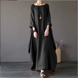 Women's Maxi White Dress with Batwing Sleeves and Side Pockets