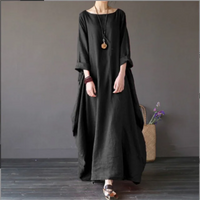 Women's Maxi White Dress with Batwing Sleeves and Side Pockets