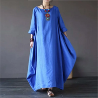 Women's Maxi White Dress with Batwing Sleeves and Side Pockets
