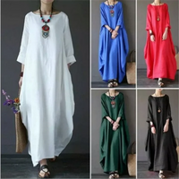 Women's Maxi White Dress with Batwing Sleeves and Side Pockets