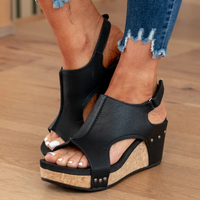 Women's Wedges with Open Toe and Slingback Strap