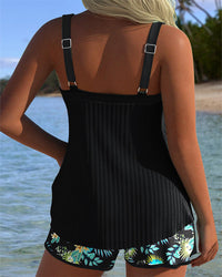 Women's Tankini Set with Floral Print and Tie Front