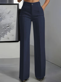 Women's High Waist Wide Leg Trousers with Side Pockets