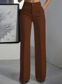 Women's High Waist Wide Leg Trousers with Side Pockets
