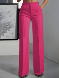 Women's High Waist Wide Leg Trousers with Side Pockets