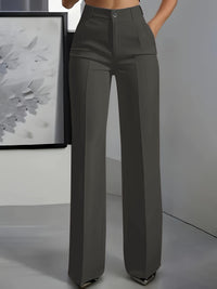 Women's High Waist Wide Leg Trousers with Side Pockets
