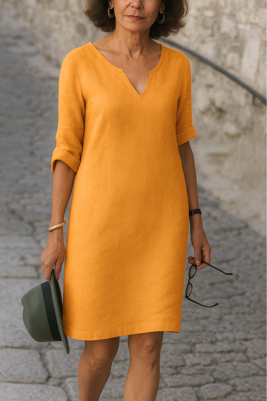 Women's Mini Occasion Dress with V Neckline and Short Sleeves