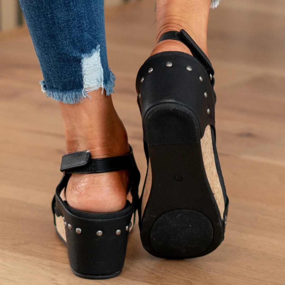 Women's Wedges with Open Toe and Slingback Strap