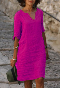 Women's Mini Occasion Dress with V Neckline and Short Sleeves