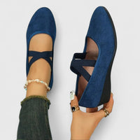 Women's Wedges with Strappy Cross and Closed Toe