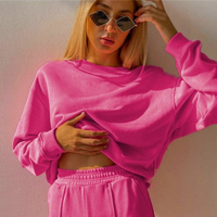 Women's Sweatshirt Set with Crew Neck Top and Wide Leg Trousers