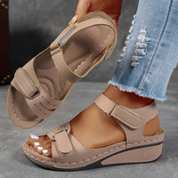 Women's Wedge Sandals with Open Toe and Velcro Strap