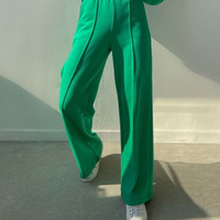 Women's Sweatshirt Set with Crew Neck Top and Wide Leg Trousers