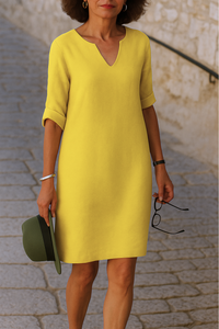Women's Mini Occasion Dress with V Neckline and Short Sleeves