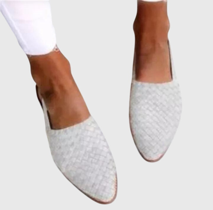 Women's Woven Leather Pointed Toe Slip-On Mules