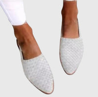 Women's Woven Leather Pointed Toe Slip-On Mules