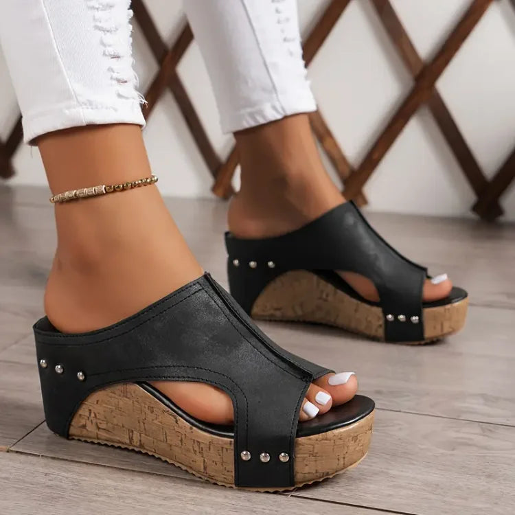 Women's Wedge Sandals with Open Toe and Platform Sole