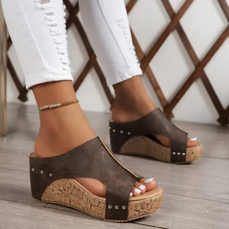 Women's Wedge Sandals with Open Toe and Platform Sole