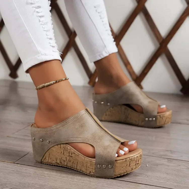 Women's Wedge Sandals with Open Toe and Platform Sole