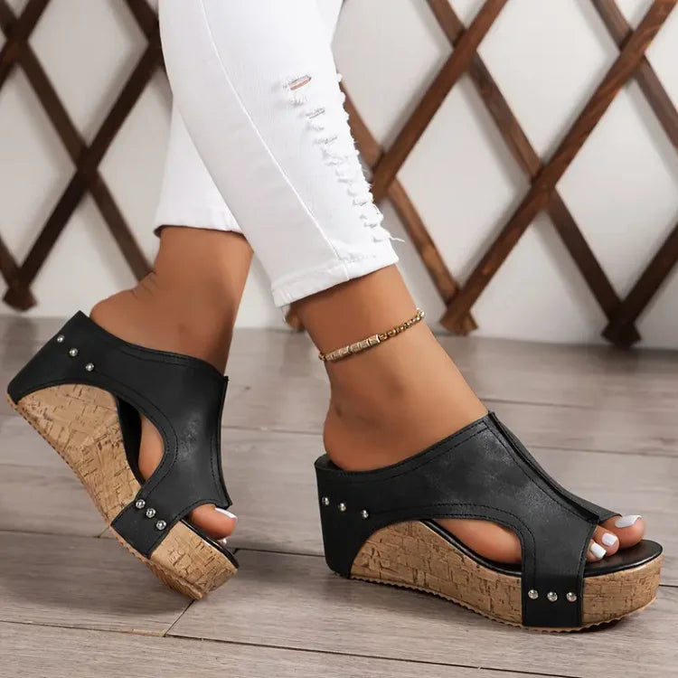Women's Wedge Sandals with Open Toe and Platform Sole