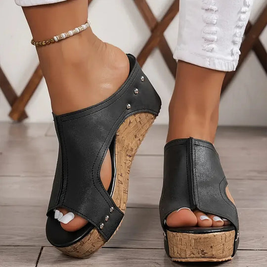 Women's Wedge Sandals with Open Toe and Platform Sole