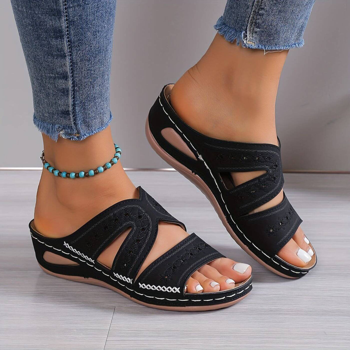 Women's Wedge Sandals with Slip On and Open Toe