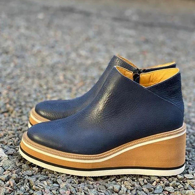 Women's Wedge Boots with Slip On and Platform Sole