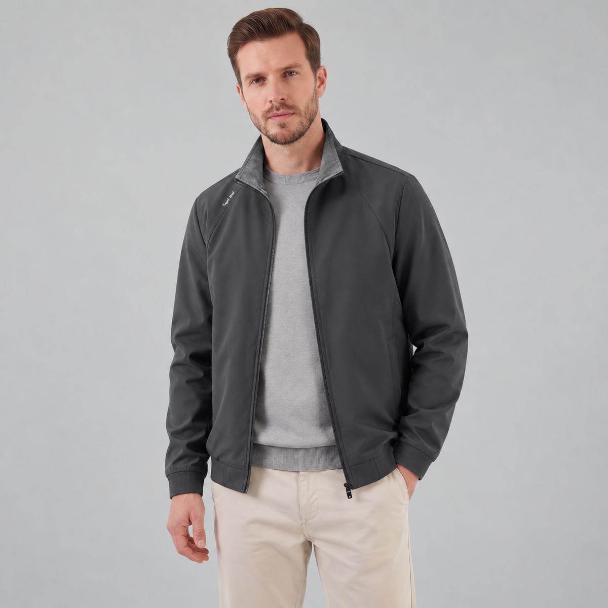Men's Lightweight Spring Mid-Jacket with Mandarin Collar