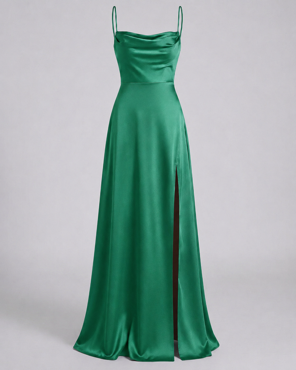 Women's Maxi Wedding Guest Dress with Cowl Neckline and Side Slit