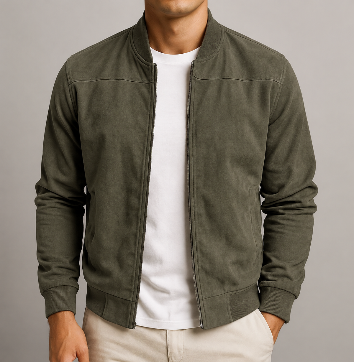 Men's Suede Jacket with Structured Silhouette