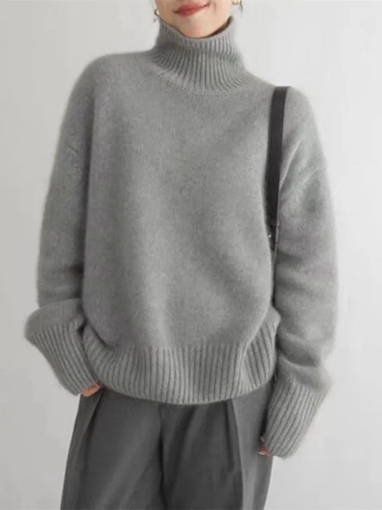 Women's Turtleneck Tops with Long Sleeves and Oversized Fit
