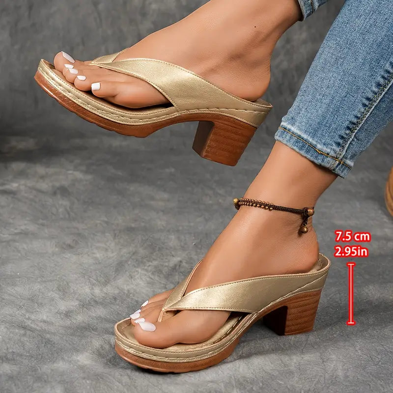 Women's Wedges with Thong Strap and Platform Sole