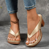 Women's Wedges with Thong Strap and Platform Sole