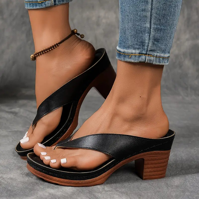 Women's Wedges with Thong Strap and Platform Sole