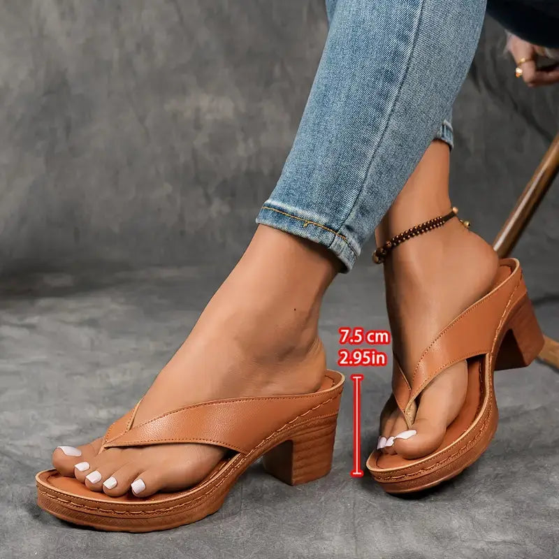 Women's Wedges with Thong Strap and Platform Sole