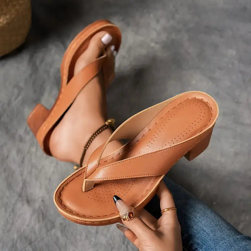 Women's Wedges with Thong Strap and Platform Sole