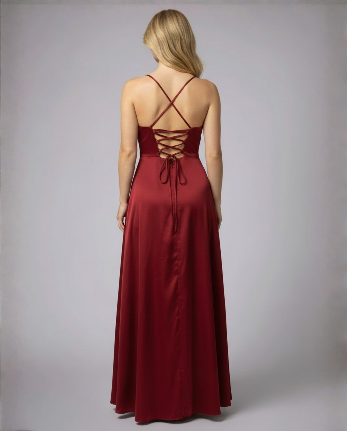 Women's Maxi Wedding Guest Dress with Cowl Neckline and Side Slit