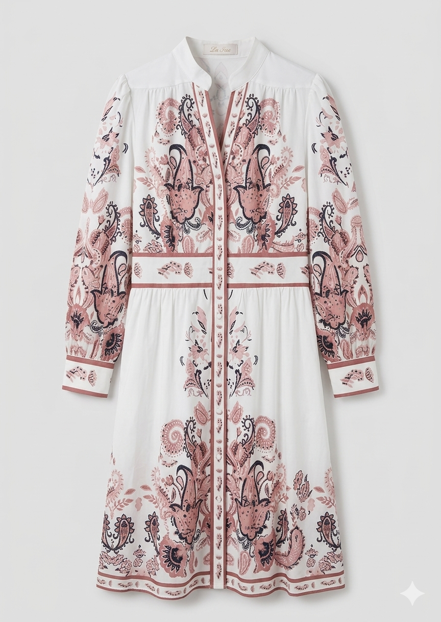 Women's Mini Occasion Dress with Floral Print and Long Sleeves