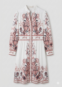 Women's Mini Occasion Dress with Floral Print and Long Sleeves
