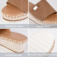 Women's Wedge Espadrille Sandals with Slip On and Open Toe