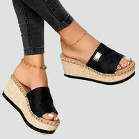 Women's Wedge Espadrille Sandals with Slip On and Open Toe