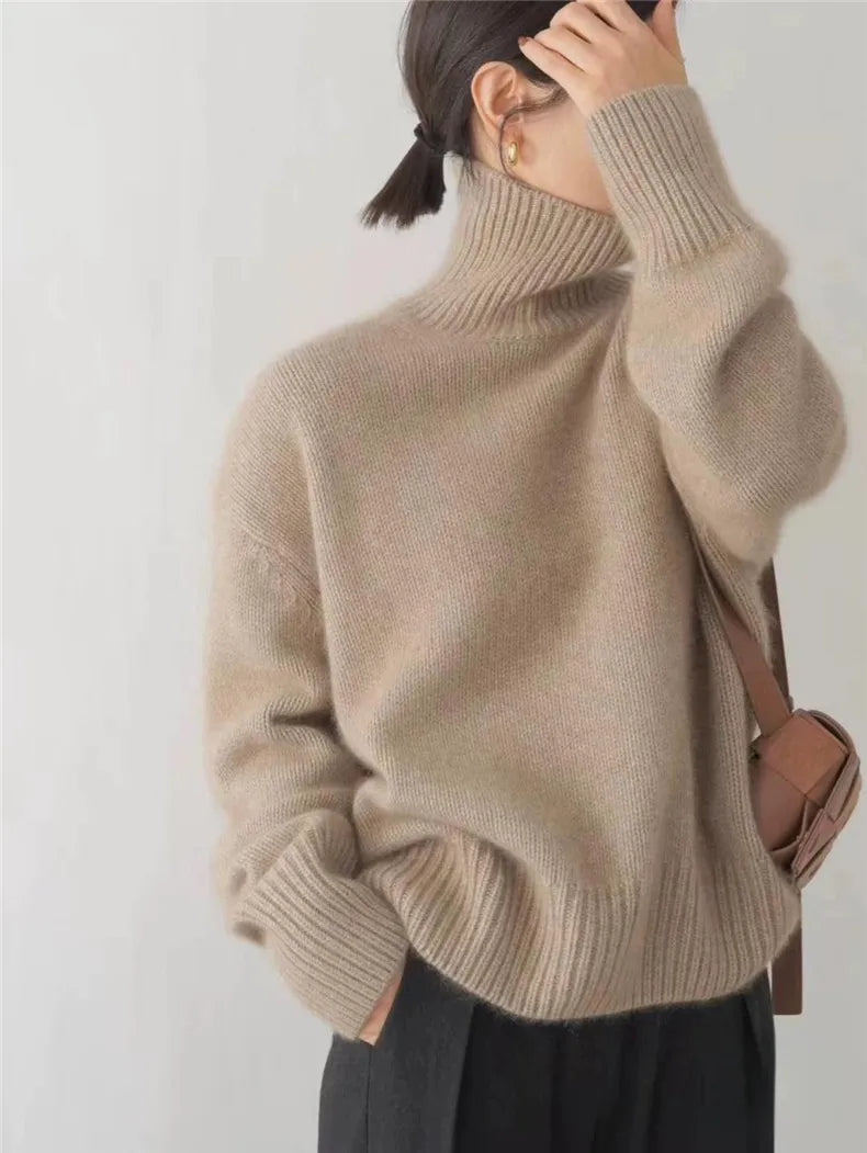 Women's Turtleneck Tops with Long Sleeves and Oversized Fit