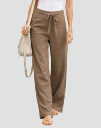 Women's Wide Leg Trousers with Drawstring Waist