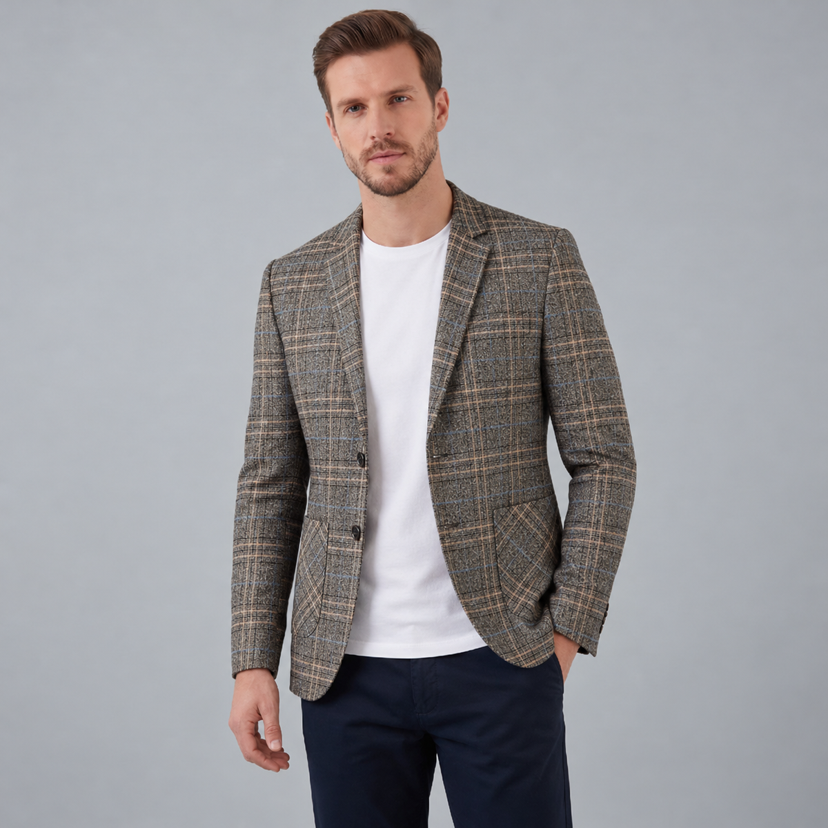 Men's Smart Casual Checked Blazer Jacket
