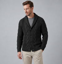 Men's Warm Wool Knitted Cardigan with Shawl Collar